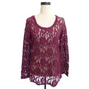 Banana Republic Fuchsia Pink Lace Blouse Size L Top